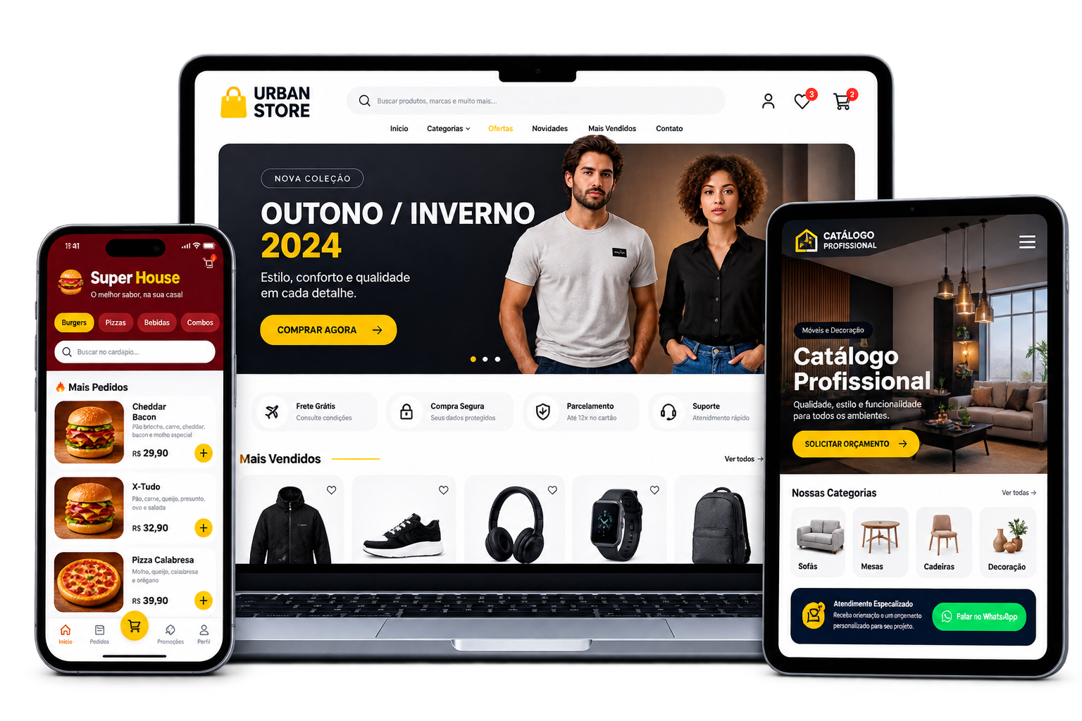 Painel, loja virtual, catálogo e delivery da PLATAFORMA PRO